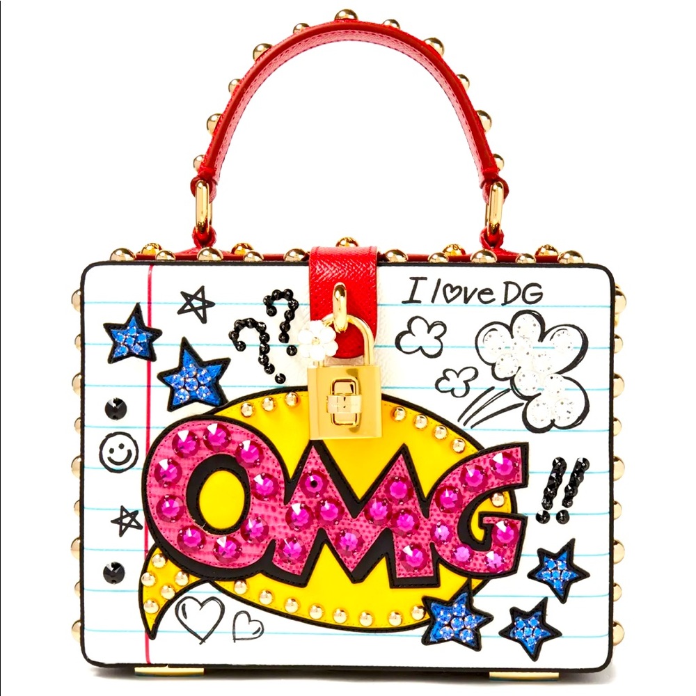 💥DOLCE & GABBANA💥
Dolce Box embellished printed textured-leather tote